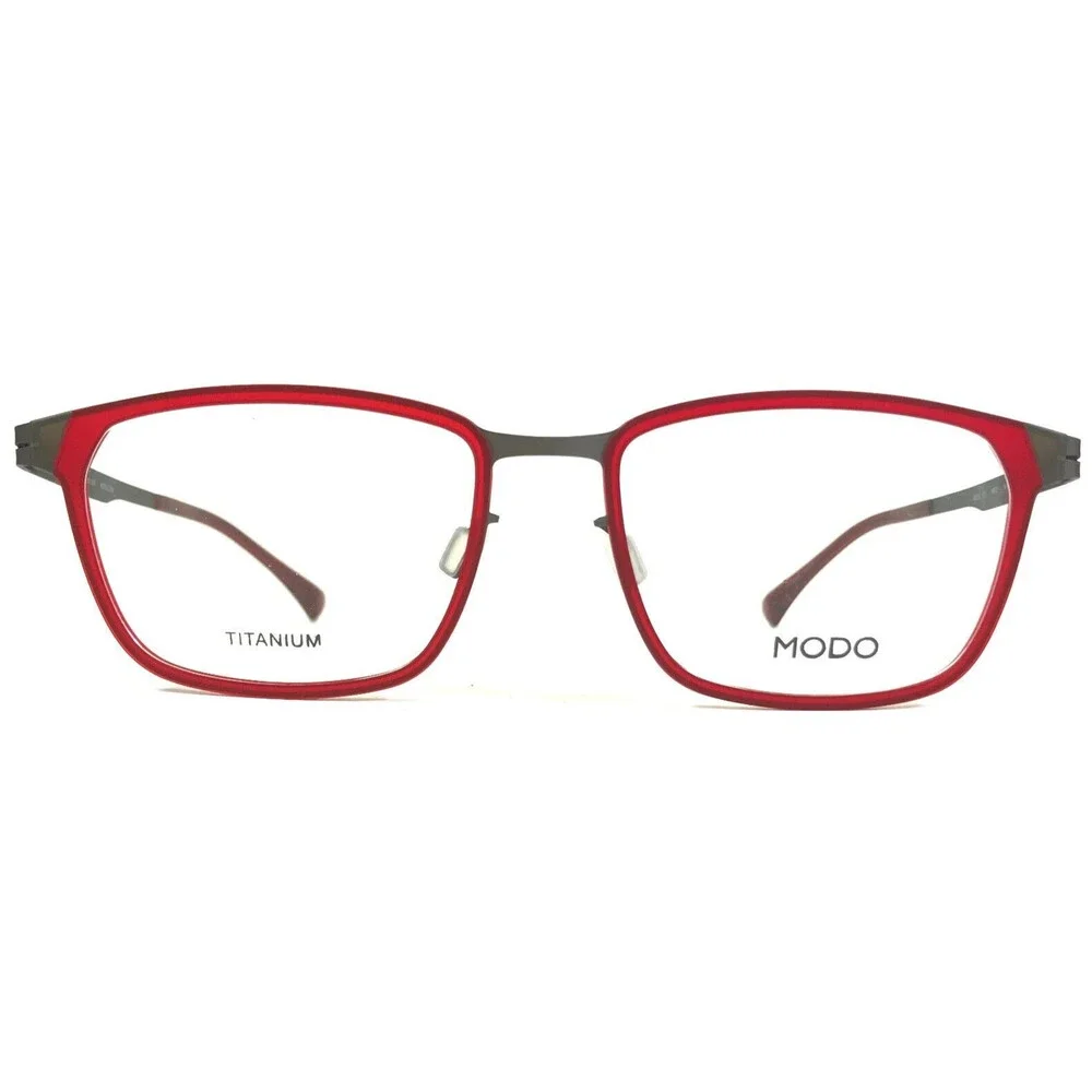 Modo Eyeglasses Frames 4101 MRED Grey Red Square Full Rim 54-19-145